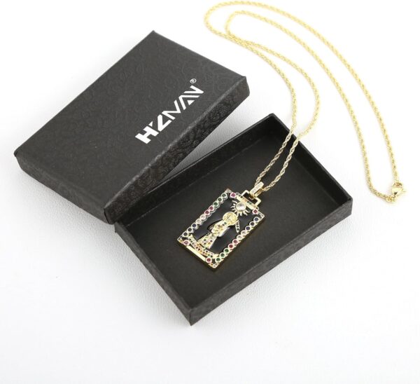 HZMAN Santa Muerte Necklace Enamel 18K Gold Plated Grim Reaper Saint Death Sickle Skull Pendant Necklace Jewelry Gift - Image 7
