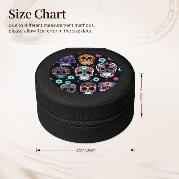 Sugar Skull Round Jewelry Box,Traveling Jewelry Box Storage For Women'S Necklace Earring Rings Accessories - Image 2