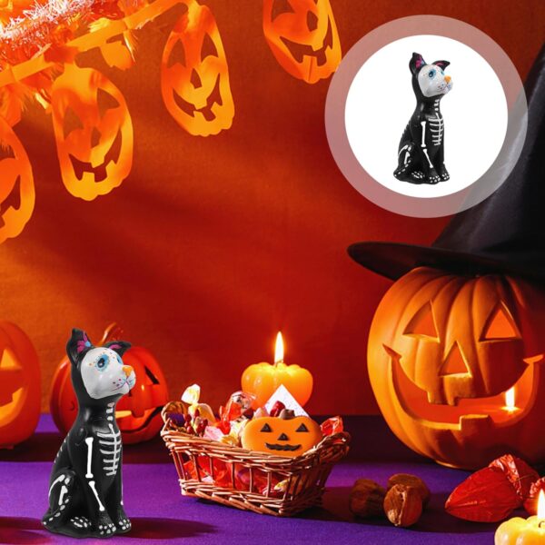 TOYANDONA Day of The Dead Dog Figurine, Halloween Dog Statue Sugar Skulls Animal Statue Resin Crafts Skeleton Sculpture for Halloween Home Desk Decorations A - Image 3