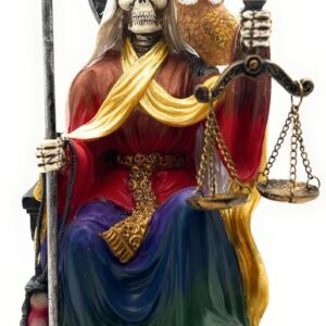 RUSTIX Santa Muerte Statue, La Santa Muerte Figurine, Saint of Holy Death, Sacred Symbol of Protection and Spirituality, Seated Religious Decor, Muerte de la Muerte Altar Piece (Multicolor)