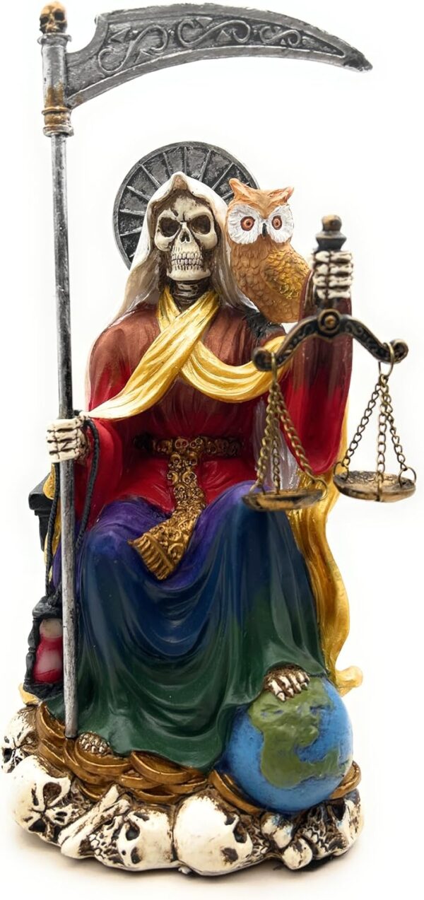 RUSTIX Santa Muerte Statue, La Santa Muerte Figurine, Saint of Holy Death, Sacred Symbol of Protection and Spirituality, Seated Religious Decor, Muerte de la Muerte Altar Piece (Multicolor)