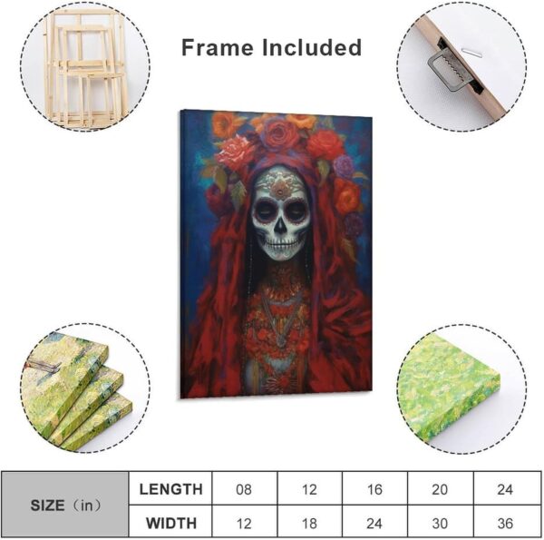 Iisrar Saint Death Painting, Santa Muerte Occult Wall Art, Mexican Folk Art, Printable Wall Art Decor Canvas Wall Art Print Poster For Home School Office Decor Frame 12x18inch(30x45cm) - Image 3