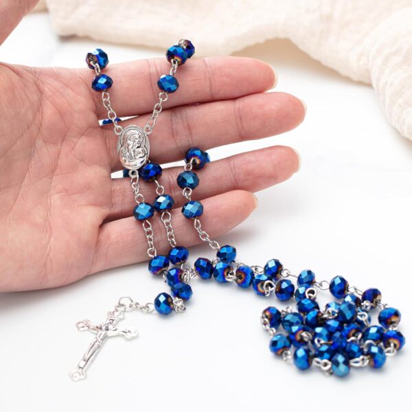 ROCEEI 12 Pcs Catholic Rosary Beads Necklace with Jesus Crucifix Catholic Rosary Prayer Gifts with White Organza Bags - Image 3