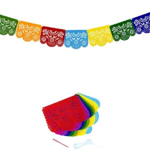 Mexican Felt Banner Picado Banner-Mexican Party Fiesta Felt Banners,Dia De Los Muertos Decorations Party Supplies (flower 2)