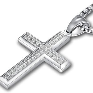 YL Men's Cross Necklace 316L Stainless Steel Jesus Ankh Pendant Rolo Chain Jewelry