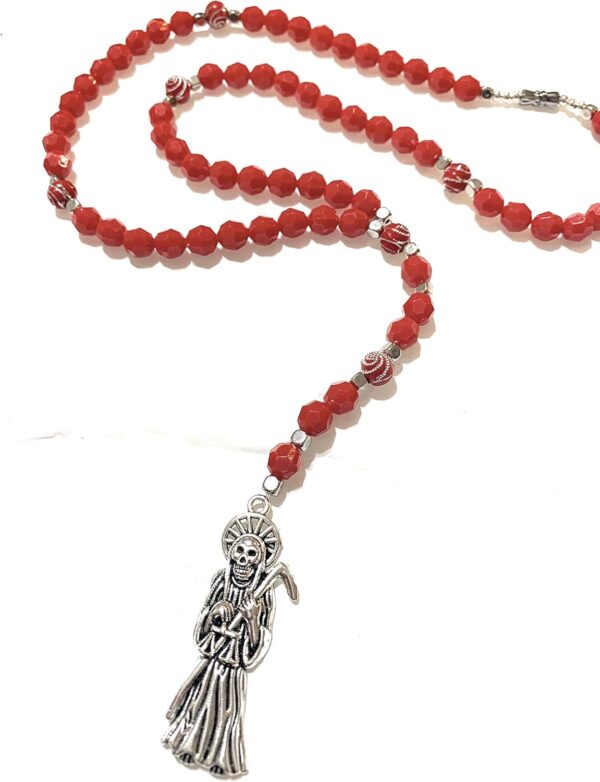 Chavarrieta Acrylic Santa Muerte necklace rosary style. - Image 2