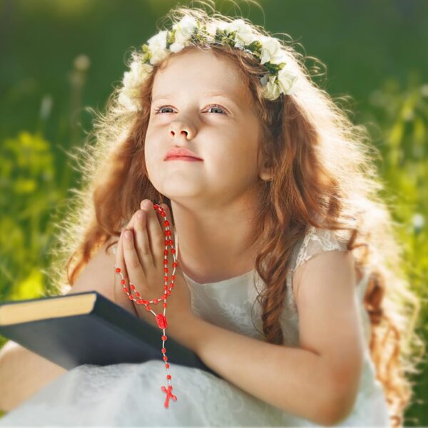 SHAOQINLIN 36 Pcs Plastic Rosary, 17 Inch Bulk Rosaries Prayer Plastic Rosary Beads Assorted Catholic Cross Rosaries Easter Gift Religious Cross 6 Colors - Image 7