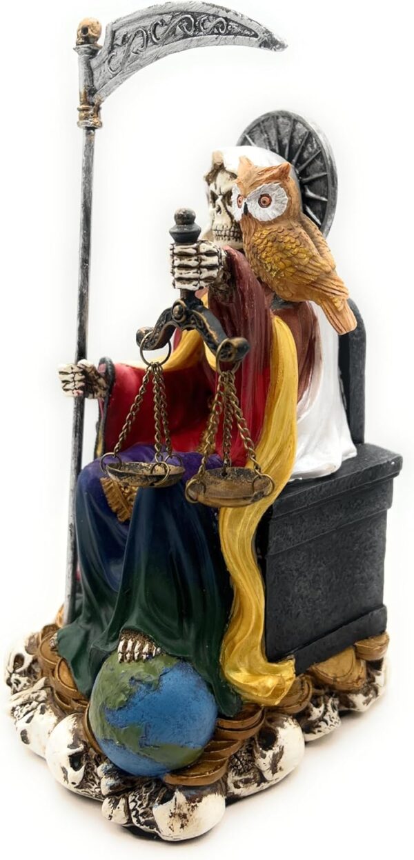 RUSTIX Santa Muerte Statue, La Santa Muerte Figurine, Saint of Holy Death, Sacred Symbol of Protection and Spirituality, Seated Religious Decor, Muerte de la Muerte Altar Piece (Multicolor) - Image 2