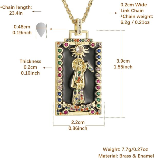 HZMAN Santa Muerte Necklace Enamel 18K Gold Plated Grim Reaper Saint Death Sickle Skull Pendant Necklace Jewelry Gift - Image 6