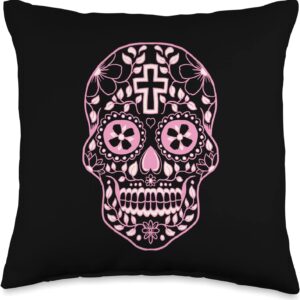 Sugar Skull Christian Mexican Pride Dia De Los Muertos Art Throw Pillow