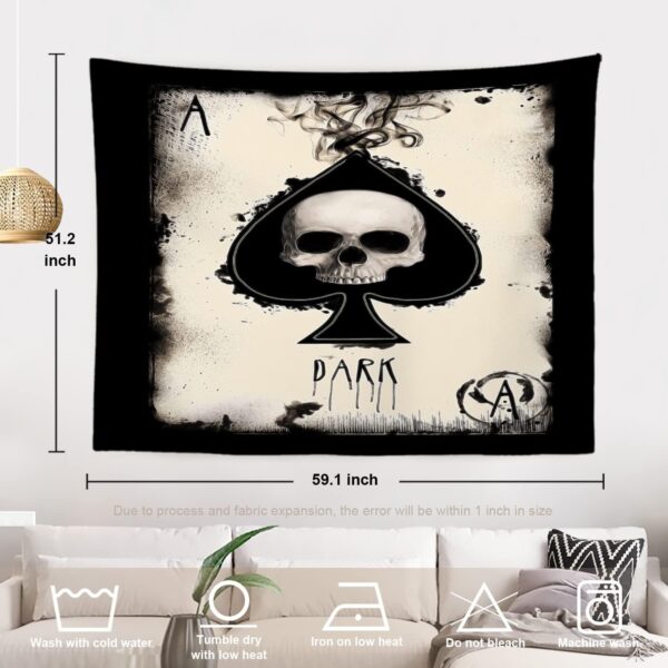 Batmerry Skull Tapestry, Santa Muerte Tarot Picnic Mat Hippie Trippy Tapestry Wall Art Meditation Decor for Bedroom Living Room Dorm, 51.2 x 59.1 Inches, Fashion Retro - Image 2