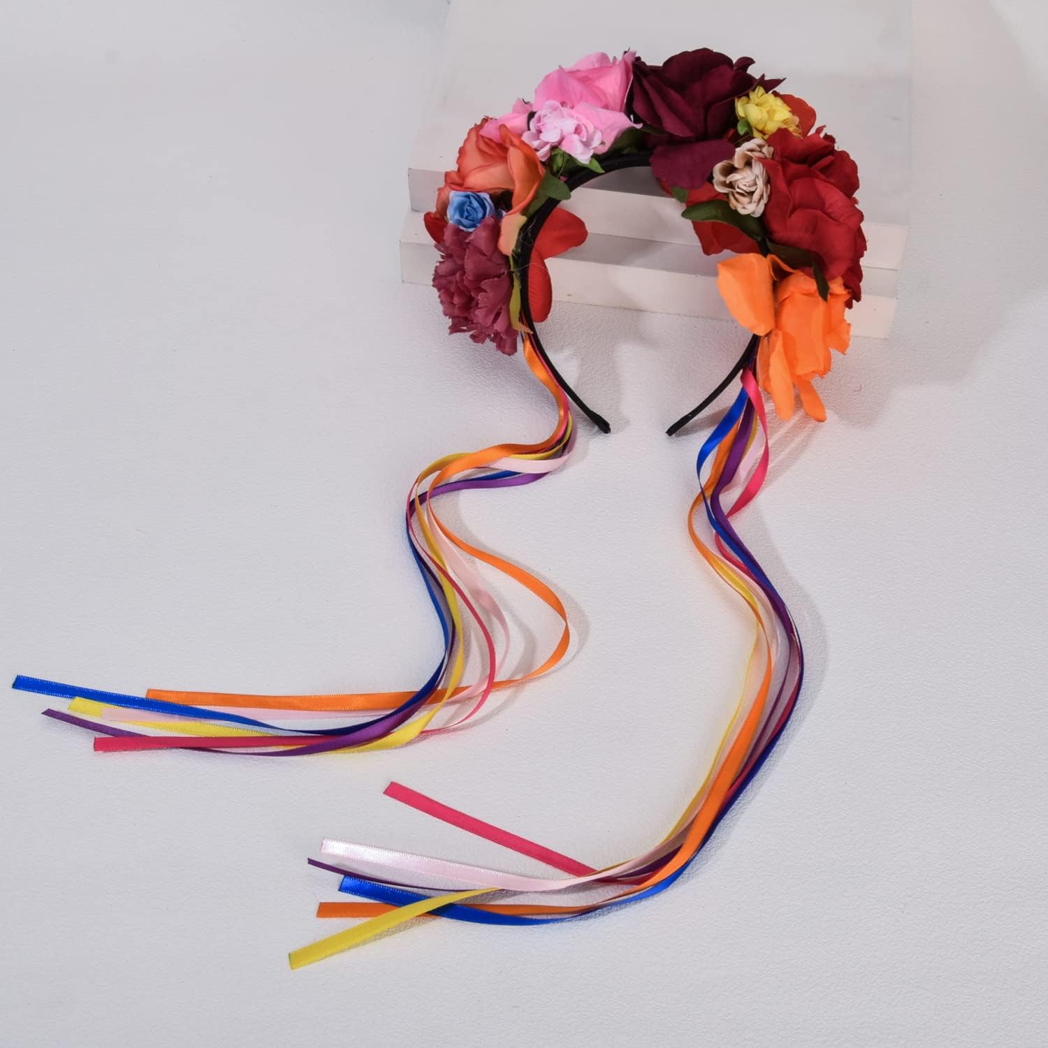 Dia de los muertos Day of the dead Headpiece Flower Crown Ribbon Headband Party Costume NC22 - Image 4