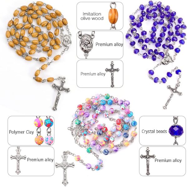 7 PCS Rosary Beads Catholic for Woman - Confirmation Gifts, 7 Day Rosary, Various Styles of Rosary Necklace Set, Cross Rosary Necklace for Women - Image 2