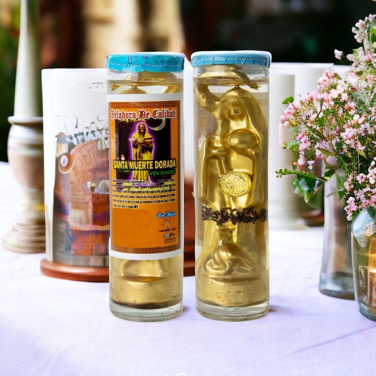 Gel Candle | Santa Muerte Come Money | Ritualized | Prepared | Personalized | Attracts Abundance and Prosperity | - Image 7