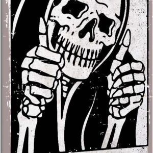BEASTZHENG Vintage Stay Positive Skull Sign Metal Tin Sign Wall Décor Funny Retro Sign for Home Living Room Bedroom Halloween Decor Gifts - 8x12 Inch