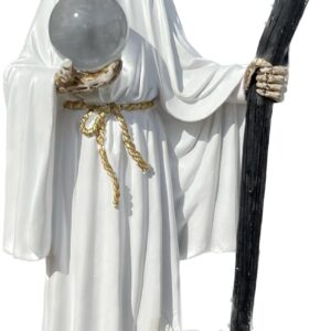 Santa Muerte 13" Inch Tall White Statue Holy Death Grim Reaper Skull New