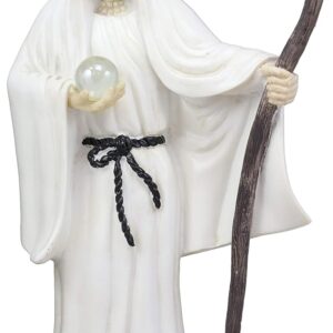 Ebros Gift 12.75" Tall Holy Death Santa Muerte Holding Scythe in White Tunic Robe Statue Day of The Dead Decorative Figurine Symbol of Purity Healing and Courage