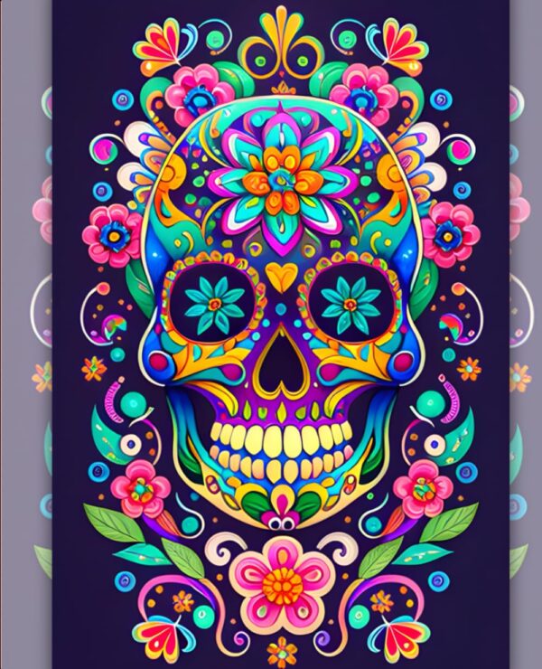Composition Notebook College Ruled: Colorful Sugar Skull Art | Dia de los Muertos Aesthetic Journal For Back To School, Office, Work | Wide Lined