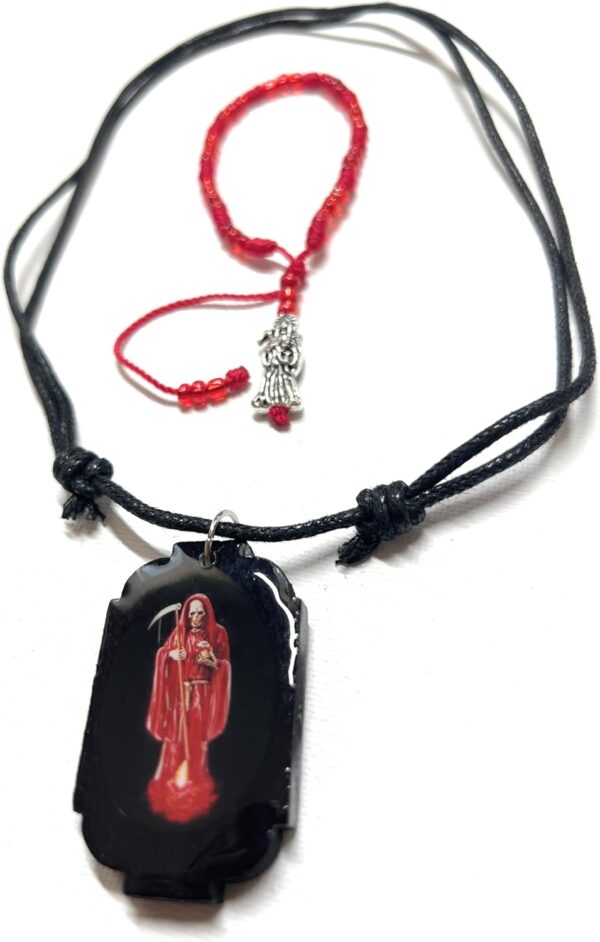Santa Muerte scapular and matching bracelet. - Image 2