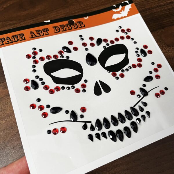 4-Pack Day Of The Death Face Gems,Halloween Temporary Face Tattoos, Rhinestone Face Jewels Stickers - Image 5