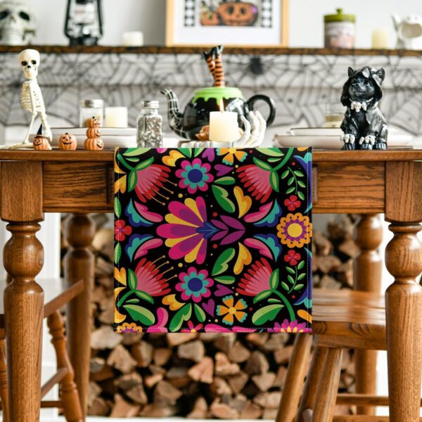 Artoid Mode Floral Dia De Los Muertos Serape Fiesta Mexican Table Runner, Mexico Day of The Dead Kitchen Dining Table Decoration for Home Party Decor 13x72 Inch - Image 2
