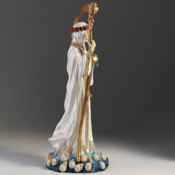 Veronese Design 11 1/2 Inch Santa Muerte Grim Reaper Holy Death Resin Sculpture White Gold Finish - Image 7