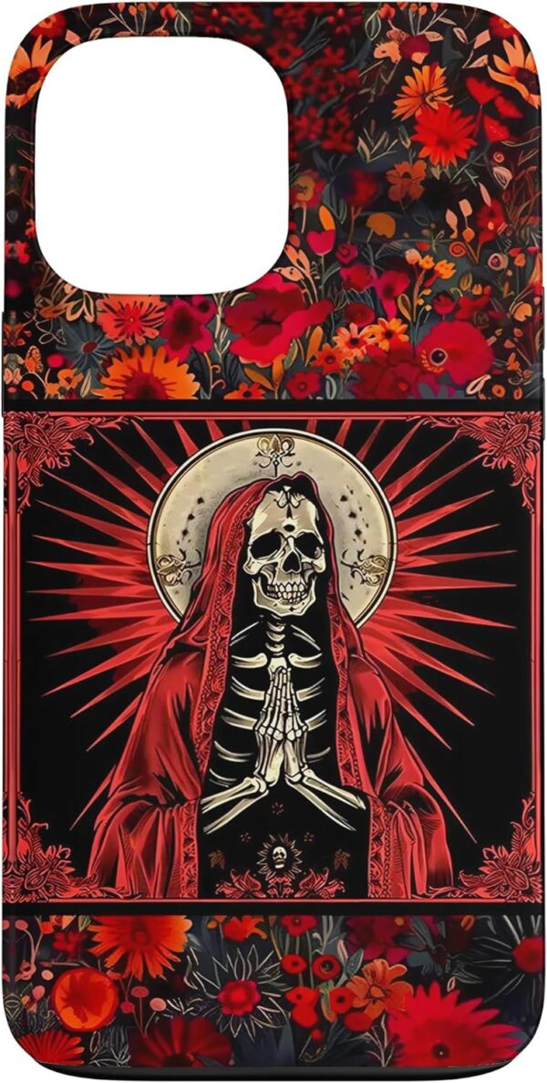 Santa Muerte Colorful Floral Day Of The Dead Skeleton Art Case for iPhone 13 Pro Max