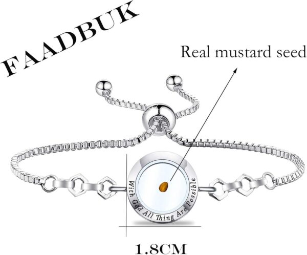 FAADBUK Christian Mustard Seed Bracelet Christian Gift With God All Things Are Possible Mustard Seed Jewelry Bracelet Religious Gift Jewelry - Image 2