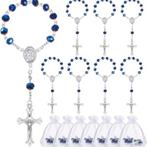 Sureio 50 Sets Easter Baptism Favors Rosary Set Including Mini Rosary Beads Baptism Favors Organza Bags for Baby Shower Wedding Supplies Gifts for Christening Weddings First Communion Gift