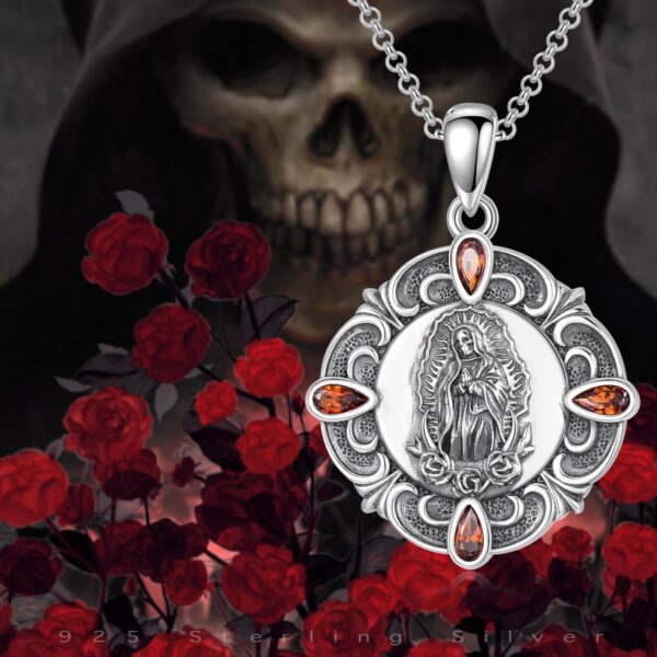Santa Muerte Necklace 925 Saint Dead Pendant Religious Amulet Jewelry for Women Men Valentine's Day Christmas Birthday Gift - Image 6