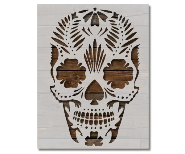 Day of the Dead Dia de los Muertos Sugar Skull Stencil Template Reusable for Painting on Walls, Wood, Arts and Crafts (340) - 5.5 x 8.5 Inches