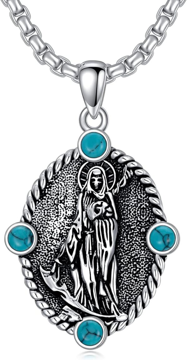 Seiyang Saint Necklace 925 Sterling Silver Patron Amulet Medal Jewelry for Men Women (with Gift Box)