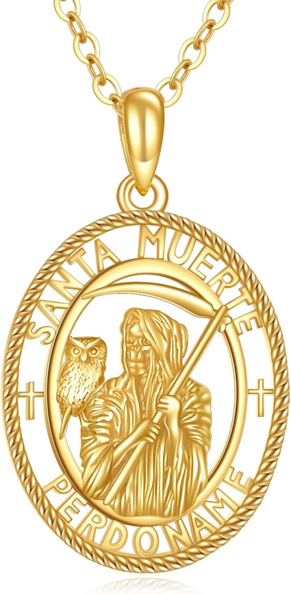 14K Solid Gold Religious Protector Pendant Necklace - Religious Jewelry Gifts for Men and Women