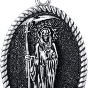 YAFEINI Sterling Silver Santa Muerte/St Peregrine/Hecate/Goddess/Virgin Mary/St Christopher/St Michael/St Jude Necklace Religious Mother's Day Jewelry for Women Mom Men Unisex