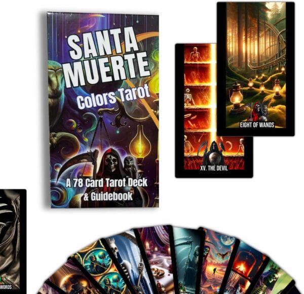 Santa Muerte Tarot - 78 Card New Deck with Guidebook - Beginner & Expert Tarot Readers - Santa Muerte Robe Colors