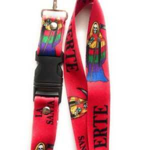 Santa Muerte Keychain Lanyard (Red)