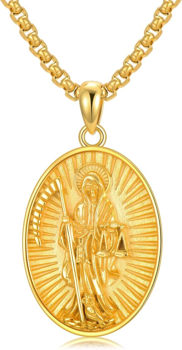 Seiyang Saint Necklace 925 Sterling Silver Patron Amulet Medal Jewelry for Men Women (with Gift Box)