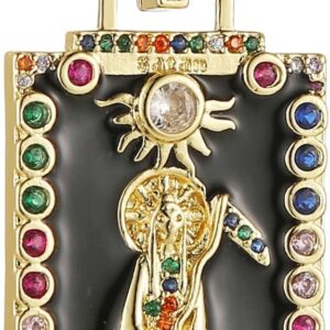 HZMAN Santa Muerte Necklace Enamel 18K Gold Plated Grim Reaper Saint Death Sickle Skull Pendant Necklace Jewelry Gift