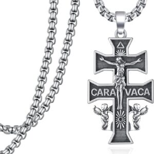 925 Sterling Silver Crucifix/Caravaca/St Benedict Crucifix/Orthodox Pendant Necklace for Men Women Jesus Jewelry Gifts