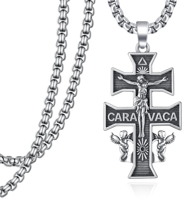 925 Sterling Silver Crucifix/Caravaca/St Benedict Crucifix/Orthodox Pendant Necklace for Men Women Jesus Jewelry Gifts