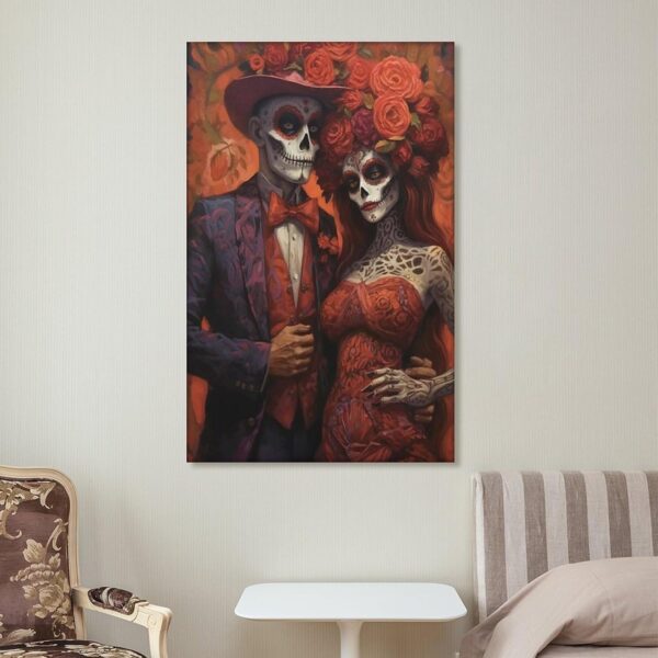 Iisrar Catrin And Catrina Couple Poster, Dia De Los Muertos, Mexican Folk Art Painting, Printable Wall Art Canvas Wall Art Print Poster For Home School Office Decor Unframe 24x36inch(60x90cm) - Image 7