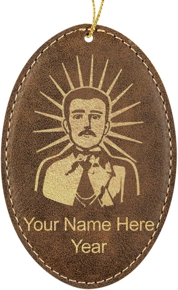 LaserGram Personalized Christmas Ornament, Malverde, Faux Leather, Custom Laser Engraved Gift Idea (Oval Shape, Rustic)