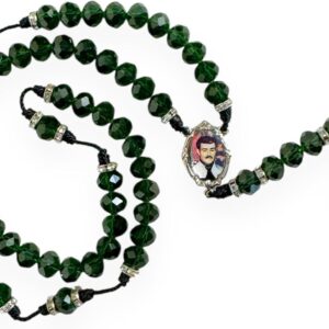 Jesus Malverde Green Crystals Beads Rosary Necklace Collar Rosario Cristal Verde Religious Gift