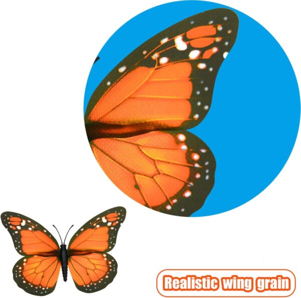 AQUEENLY Monarch Butterfly Decorations, 4.72'' Orange Premium Artificial Monarch Butterfly to Decorate for Craft, Home, Wall, Wedding, Party (12 Pcs) - Image 3