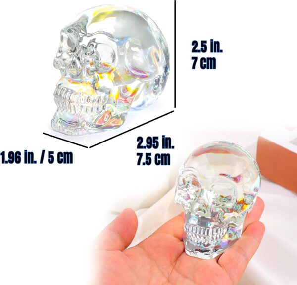 Ornalrist Crystal AB-Color Skull Head Figurines - Gifts for Skull, Witchy Lovers Men, Women, Halloween Day of The Dead Decor - Gifts Box 2.8inch - Image 4