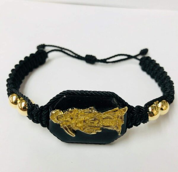 Santuario Jerwelry Holy Death Reaper Bracelet Santa Muerte Blanca bolas de oro laminado - Image 4