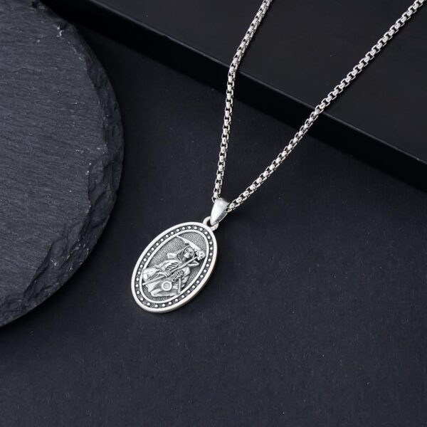 Saint Necklace for Men 925 Sterling Silver St Medal Necklace Religious Protection Amulet Jewelry Birthday Christmas - Image 4