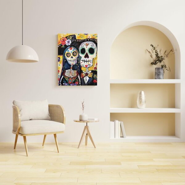 Sugar Skull Wall Art, Colorful Day of the Dead Canvas Prints, Art Home Decor for Living Room, Bedroom, Halloween, Unframed 8x12 Inch - Image 3