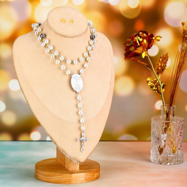 Kigeli Sublimation Blanks Necklace Sublimation Rosary Blanks Prayer Beads Necklace Heat Transfer Rosaries Photo Necklaces for Baptism Women Catholic Gifts DIY Jewelry Making(24 Pcs) - Image 4