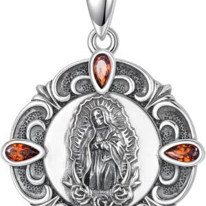 Santa Muerte Necklace 925 Saint Dead Pendant Religious Amulet Jewelry for Women Men Valentine's Day Christmas Birthday Gift